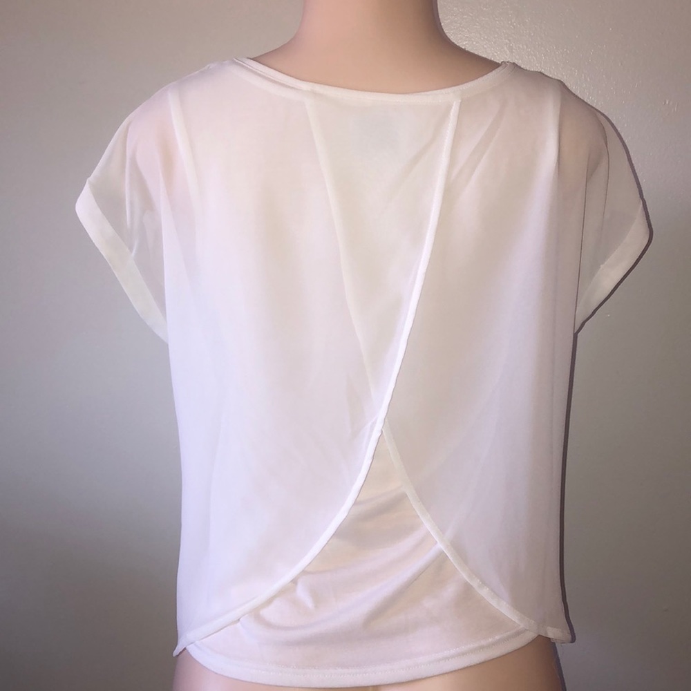 White Tank w/ Sheer Overlay- 2 piece top - Picture 2 of 6